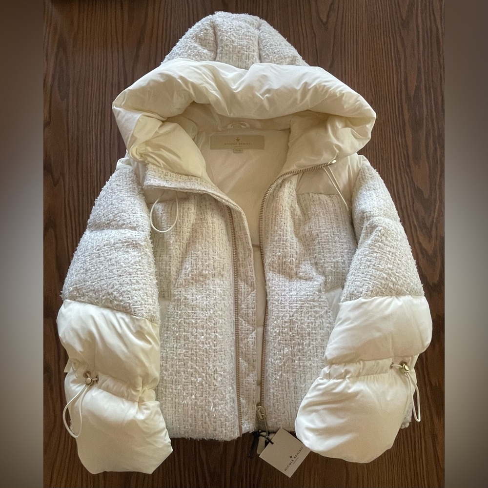Nicole Benisti Women's Matignon Tweed Puffer Jacket in Winter White